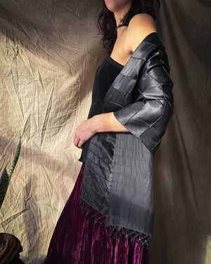 Black Beaded Silk Shawl