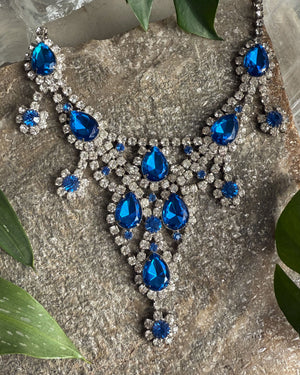 Sapphire Blue Crystal Rhinestone Necklace