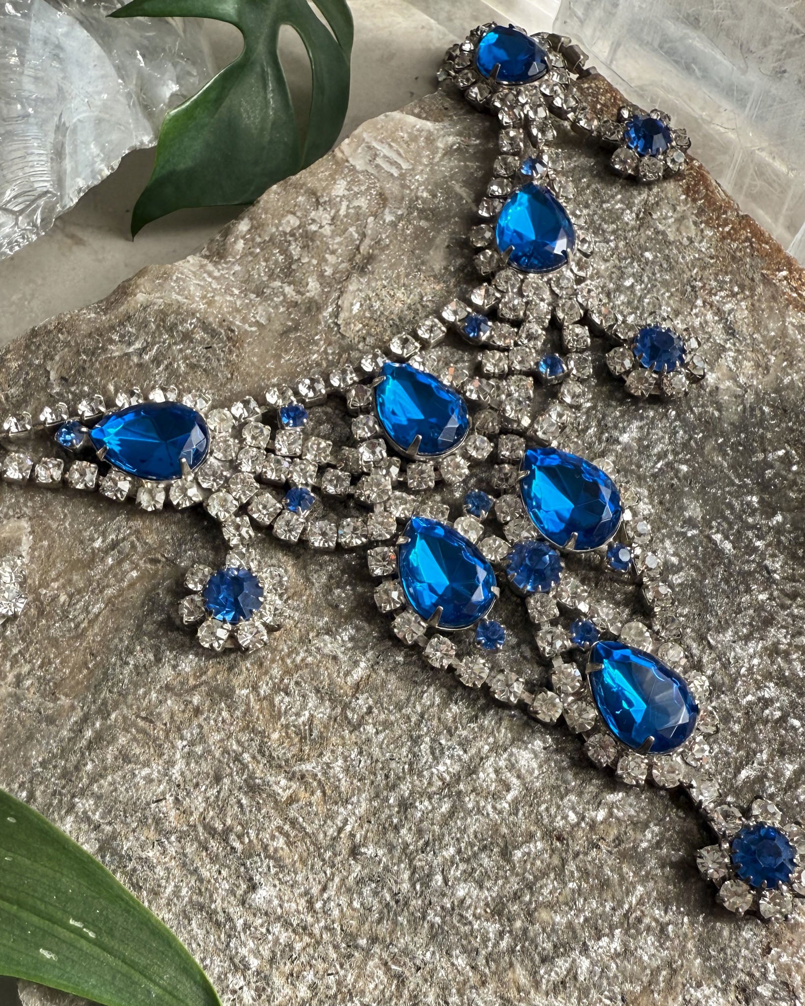 Sapphire Blue Crystal Rhinestone Necklace