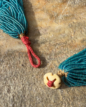 Antique Sea Blue Konyak Naga Necklace