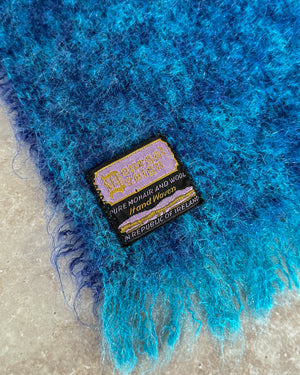 70s Turquoise Blue Mohair Scarf