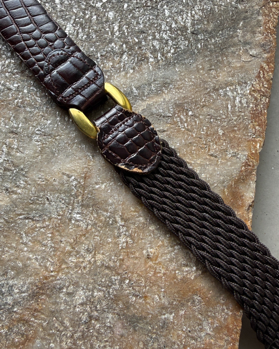 50s Brown Croc Embossed Belt