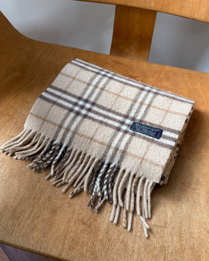 80s Burberry Lambswool Plaid Scarf