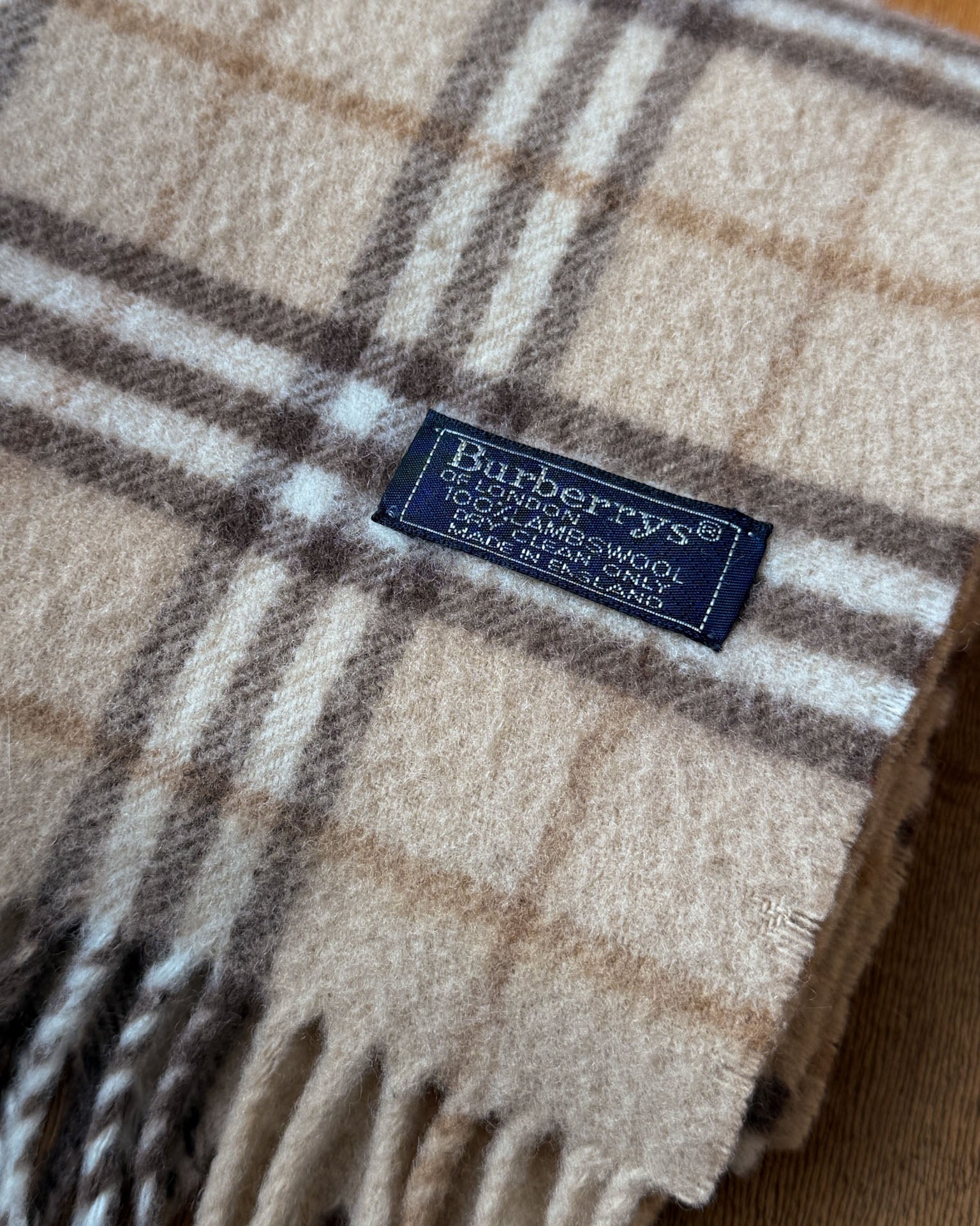80s Burberry Lambswool Plaid Scarf