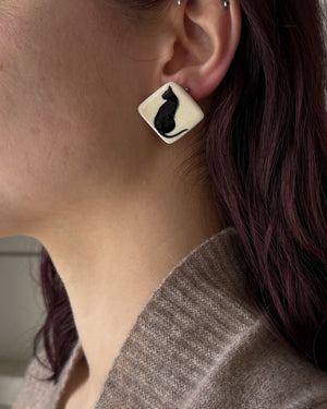 80s Ceramic Cat Earrings