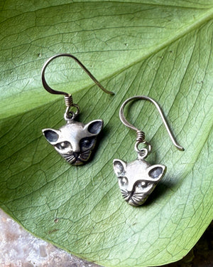 Sterling Cat Head Earrings