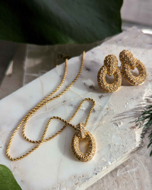 Dior Gold Necklace & Earring Set
