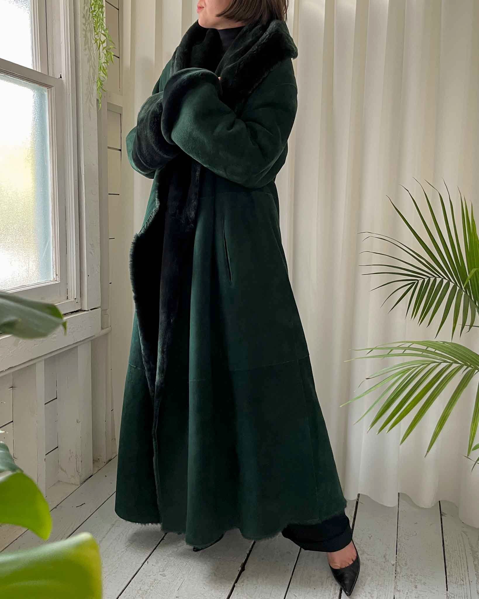 90s Dior Green Sheepskin Coat - Lucky Vintage