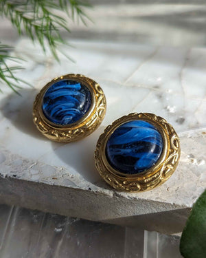 80s Dior Blue Marble Earrings
