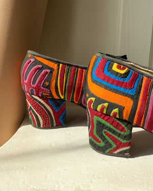 Colorful Mola Lace-Up Heels | 8.5