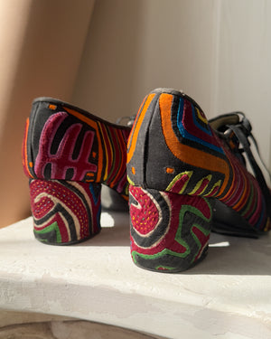 Colorful Mola Lace-Up Heels | 8.5