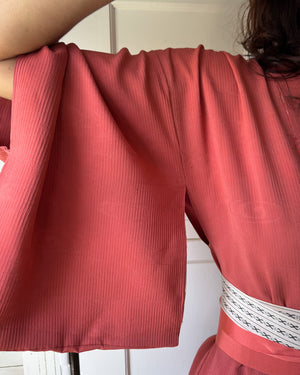 Pink Kasuri Stripe Silk Kimono