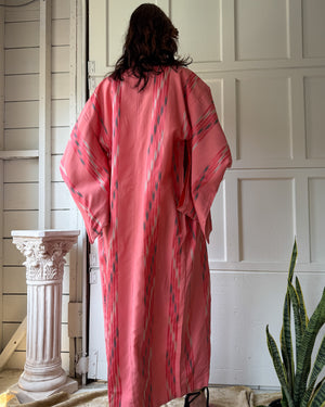 Pink Kasuri Stripe Silk Kimono