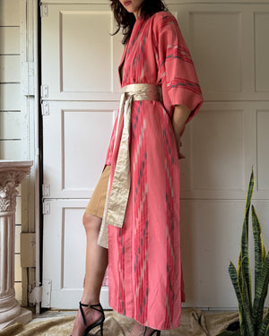 Pink Kasuri Stripe Silk Kimono