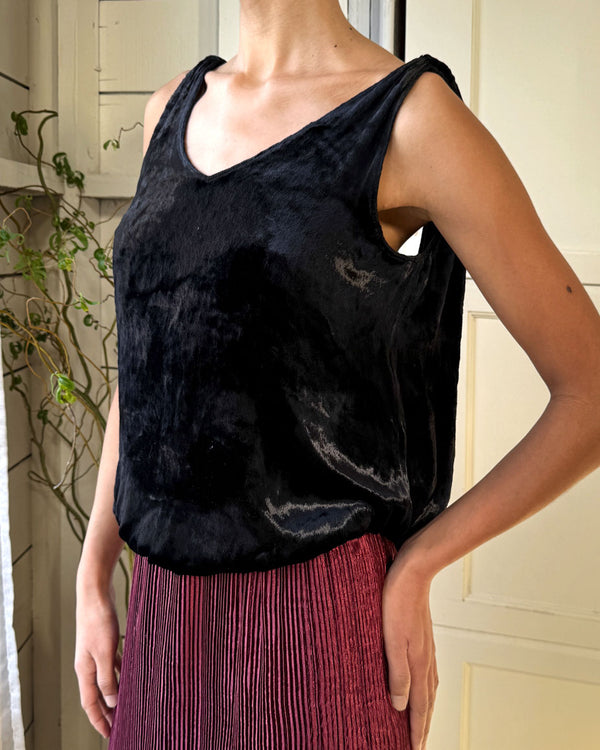 トップス Rare 00s Archive BUFFALO BOBS Velvet Top 00s Backless Draped Velvet Top | S-M - Lucky Vintage