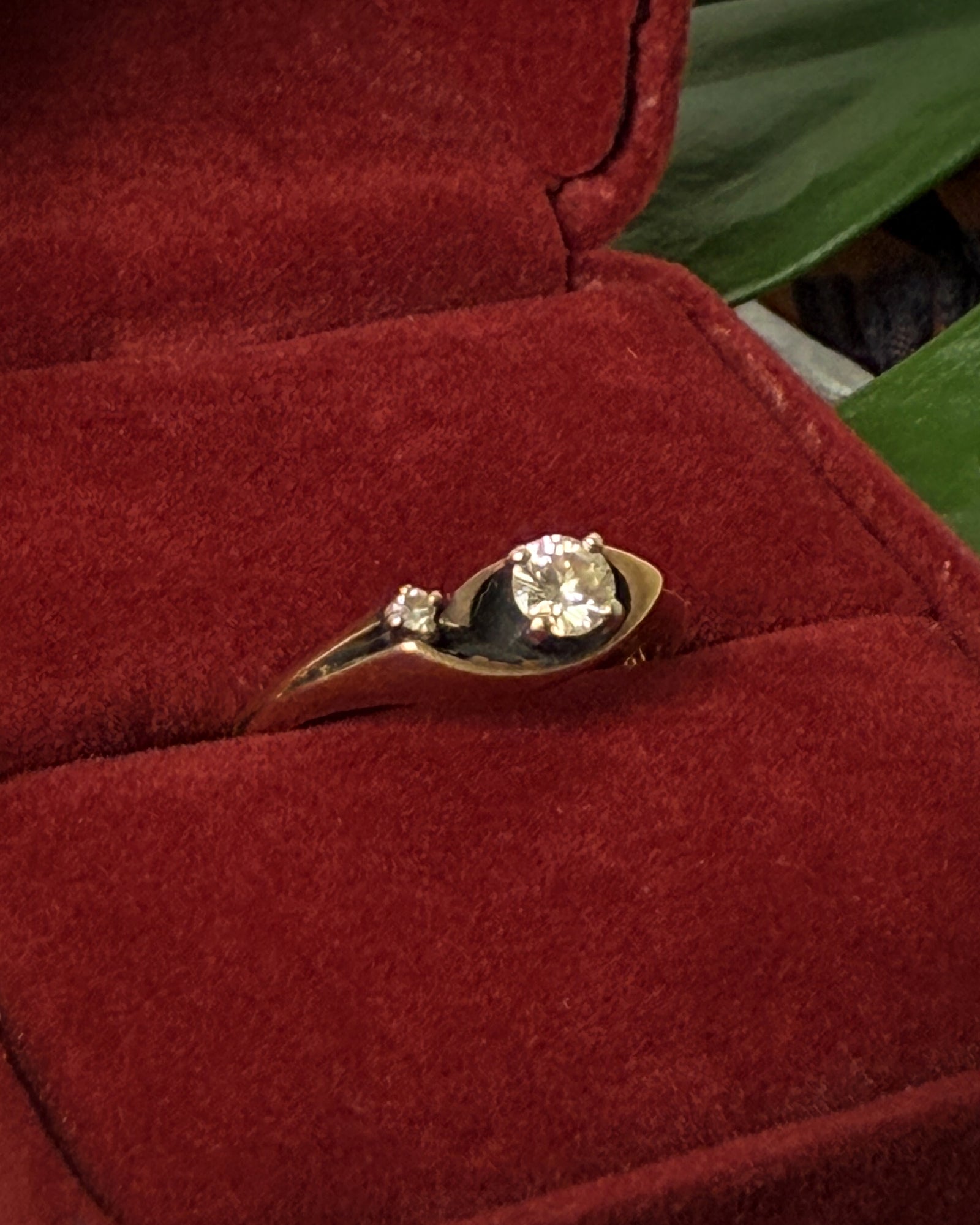 14K Gold Diamond Shadow Box Ring