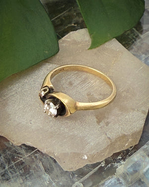 14K Gold Diamond Shadow Box Ring