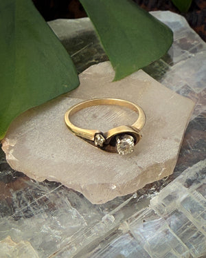 14K Gold Diamond Shadow Box Ring