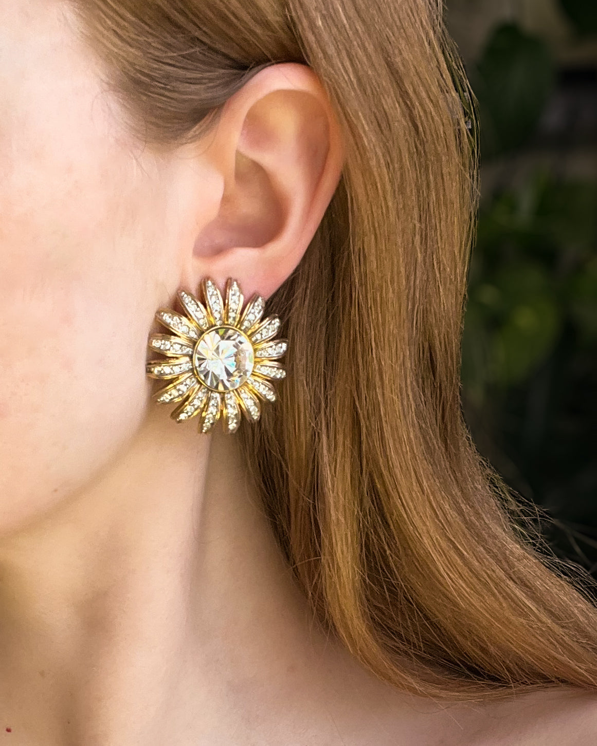 80s Crystal Flower Earrings