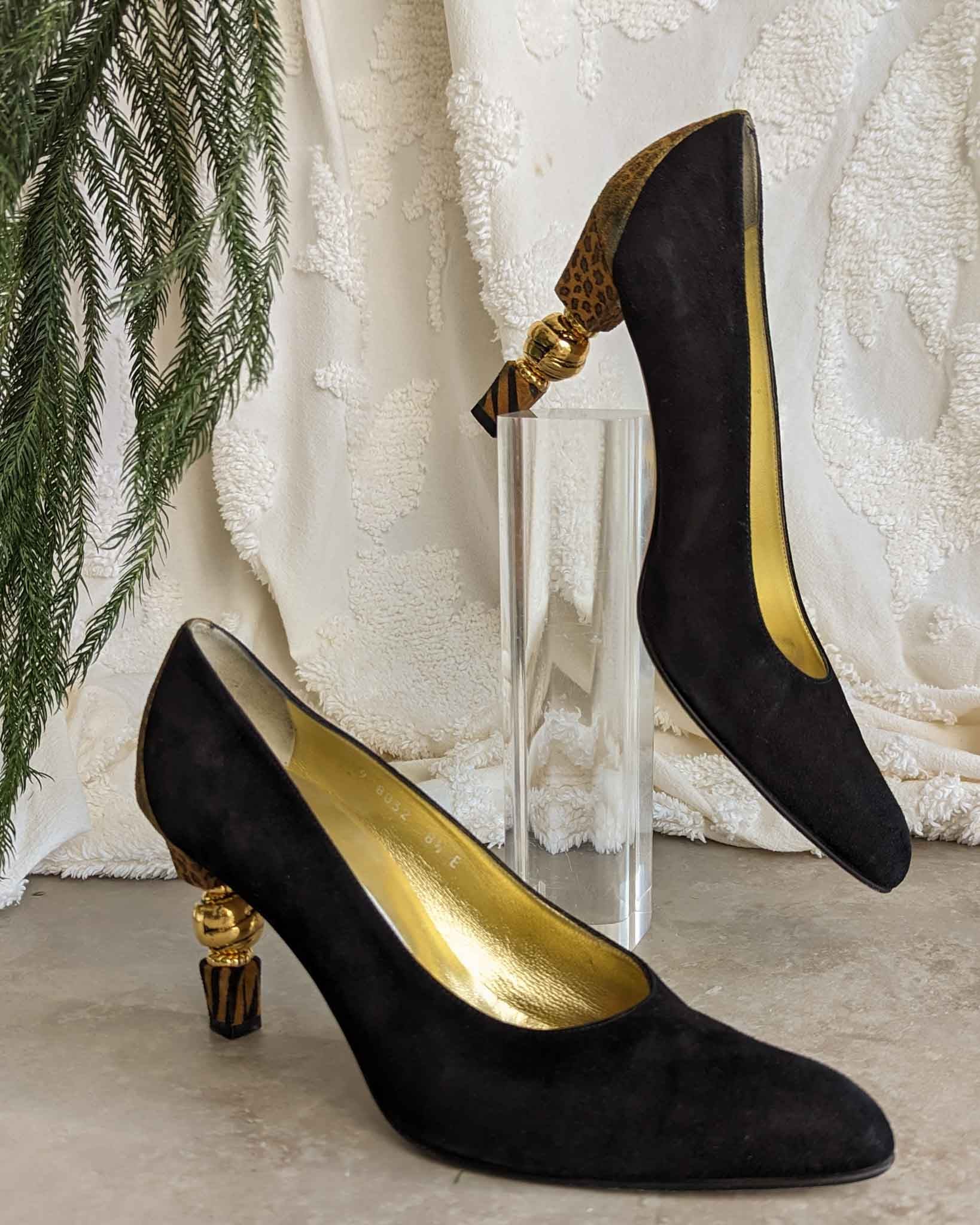 Authentic Balmain Paris Black and Gold velvet Shoes pumps heels size 37 |  eBay