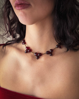 Garnet Glass Beaded Choker
