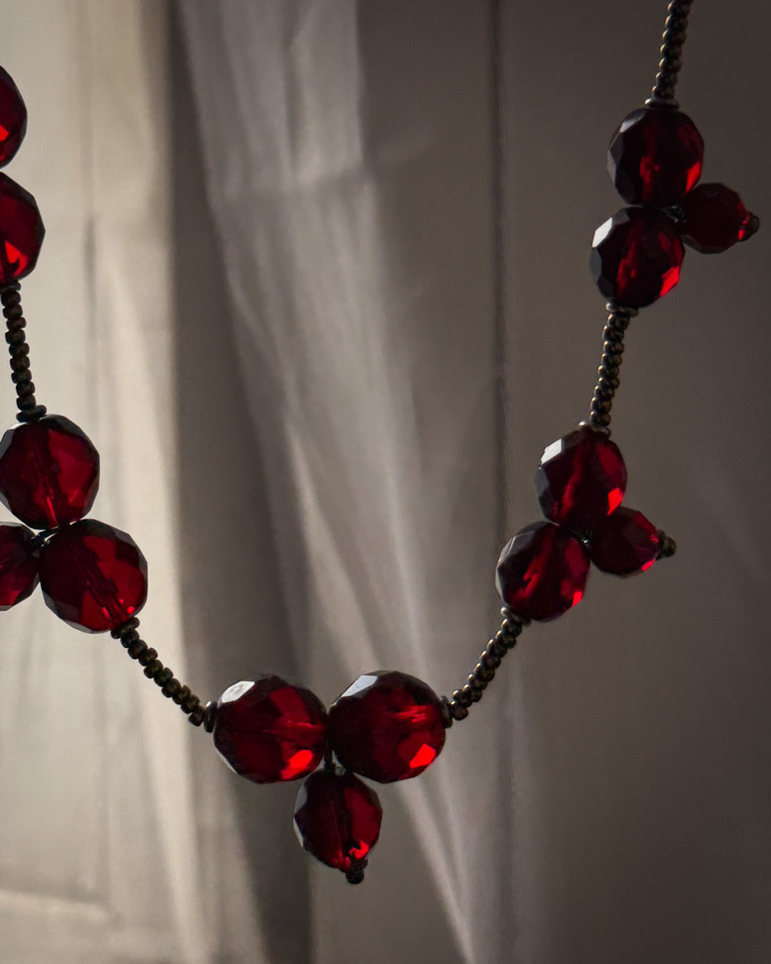 Garnet Glass Beaded Choker