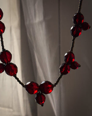 Garnet Glass Beaded Choker
