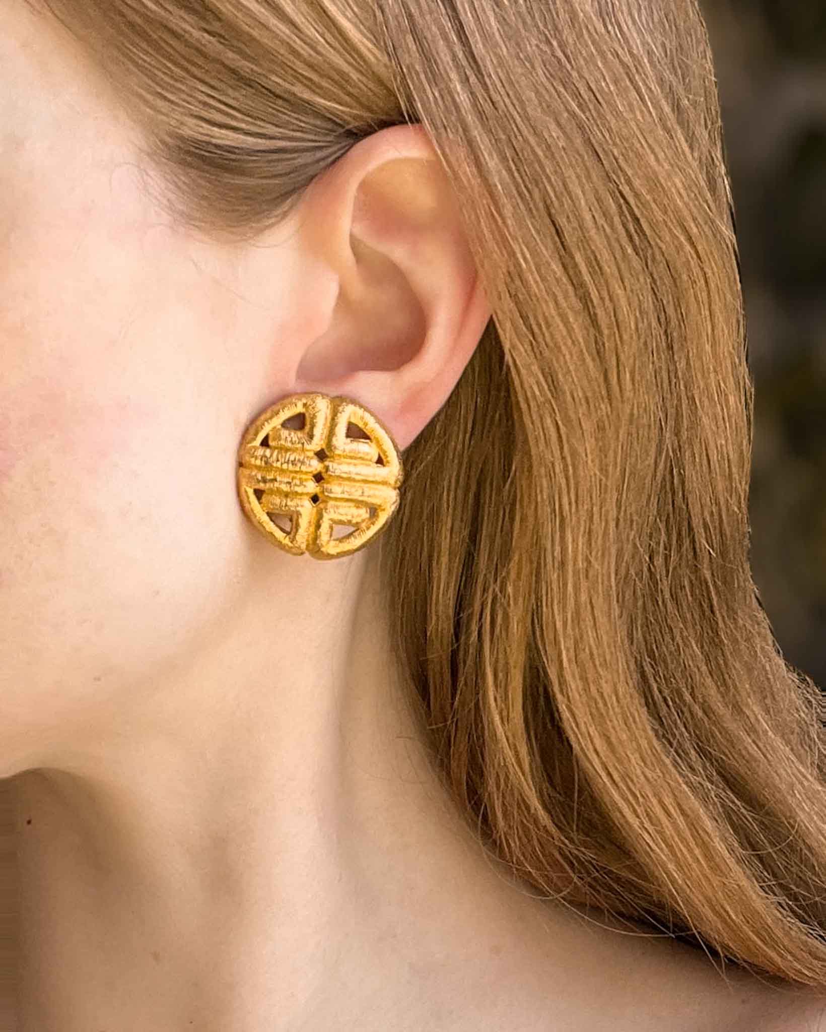 80s Givenchy Gold Logo Earrings