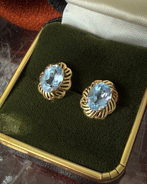 14K Gold Aquamarine Studs