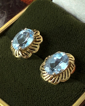 14K Gold Aquamarine Studs