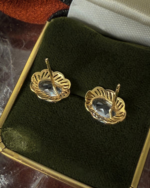 14K Gold Aquamarine Studs