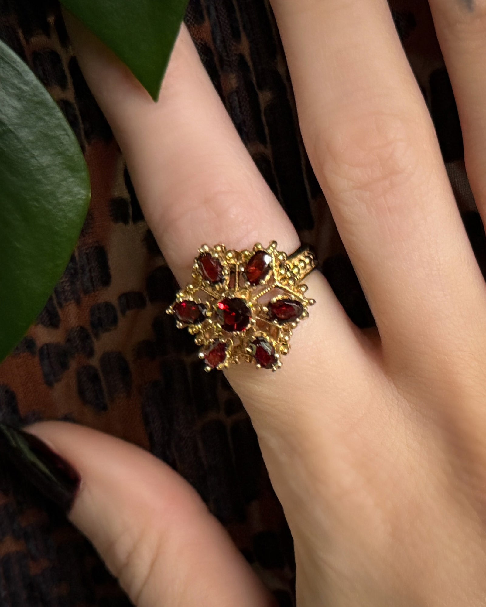 14K Gold & Bohemian Garnet Ring