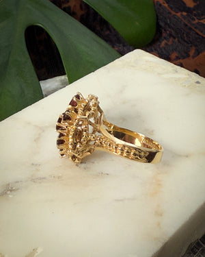 14K Gold & Bohemian Garnet Ring