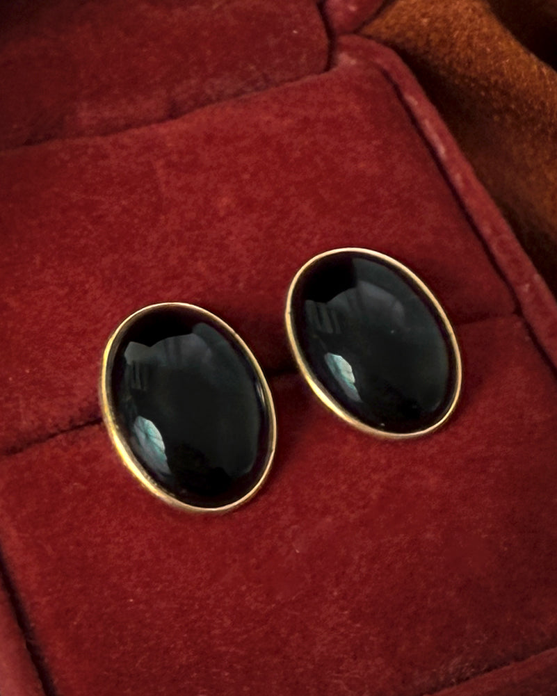 14K Gold Onyx Earrings