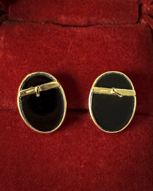 14K Gold Onyx Earrings