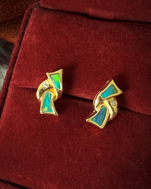 14K Gold Opal Earrings