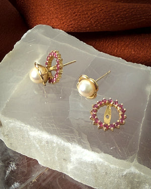 14K Gold Pearl Stacker Earrings