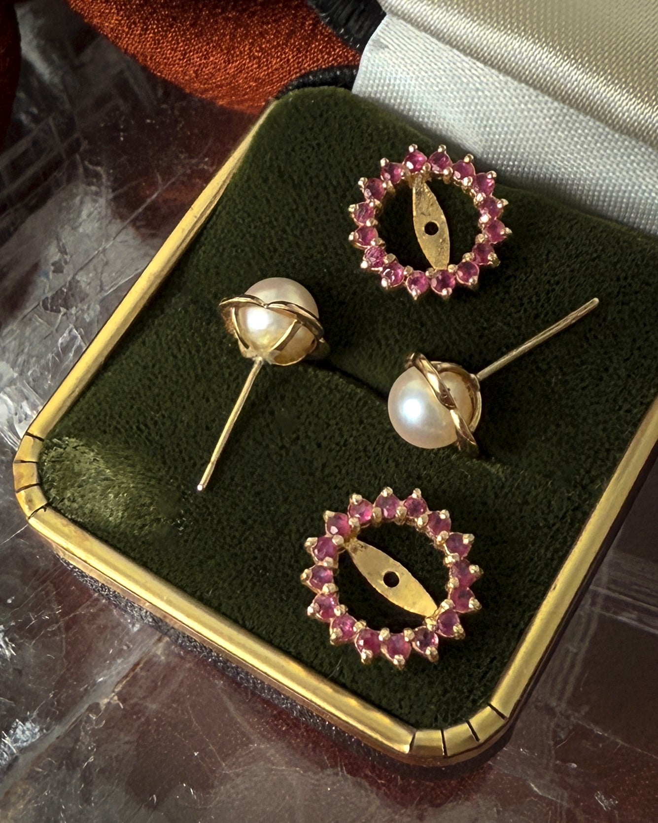 14K Gold Pearl Stacker Earrings