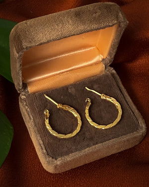 14K Gold Rope Hoop Earrings
