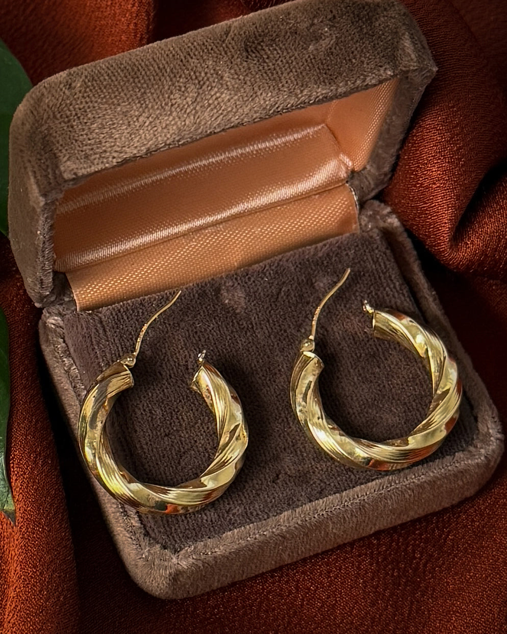 14K Gold Twisted Hoop Earrings