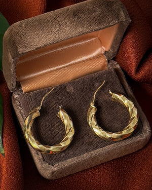 14K Gold Twisted Hoop Earrings