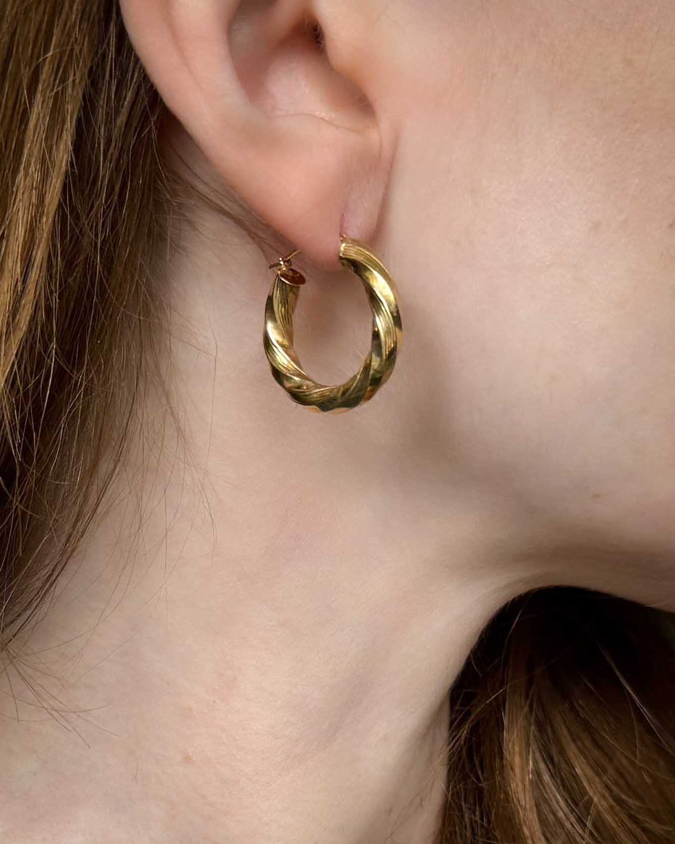 14K Gold Twisted Hoop Earrings