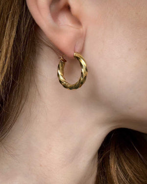 14K Gold Twisted Hoop Earrings