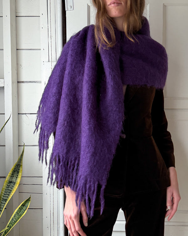 50s Purple 100% Mohair Scarf - Lucky Vintage