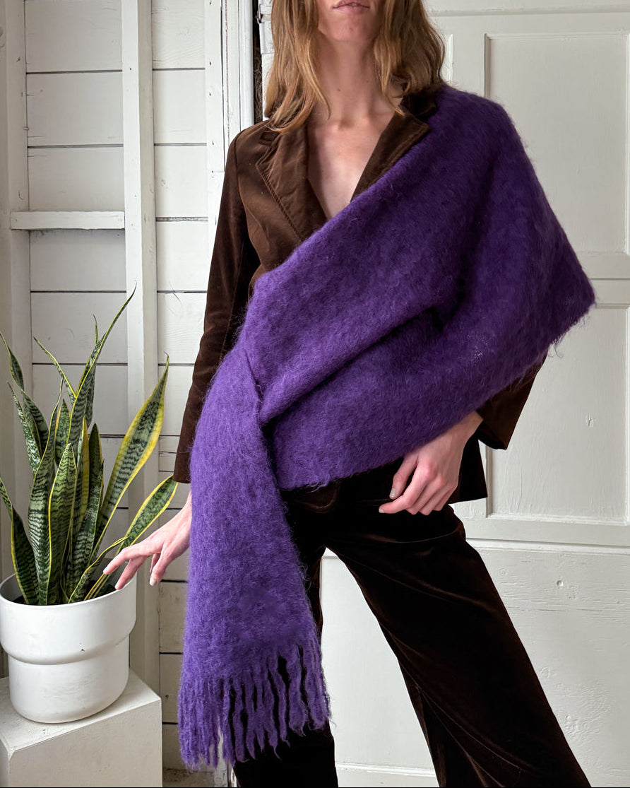 50s Purple 100% Mohair Scarf