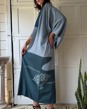 Shibori & Figural Silk Kimono