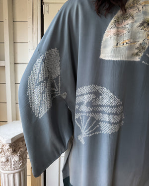 Shibori & Figural Silk Kimono