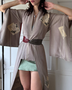 Floral Print Silk Kimono