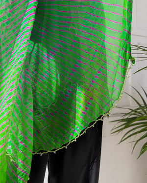 Vibrant Beaded Silk Shawl