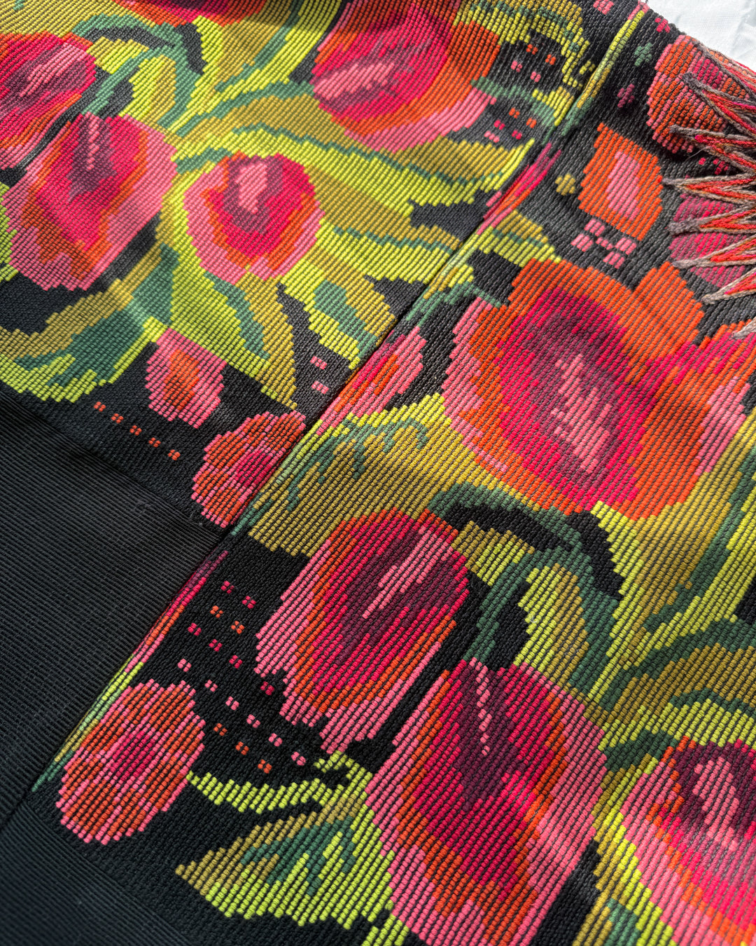 Vintage Green & Pink Floral Huipil